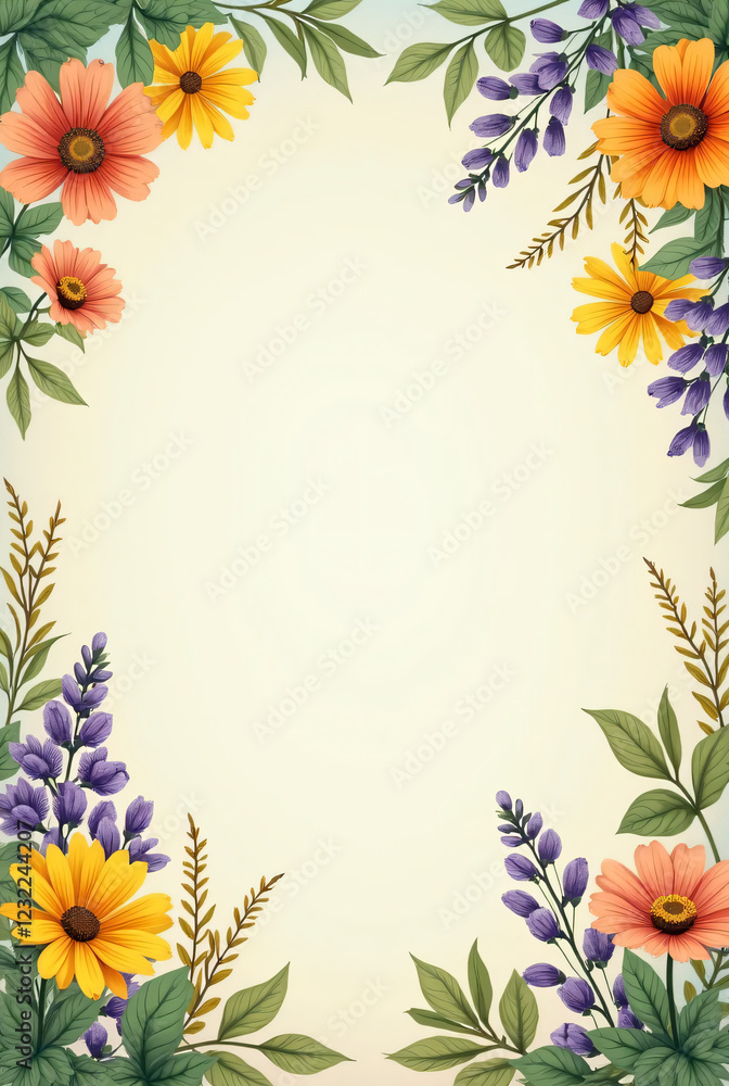 Obraz premium Decorative frame with flowers