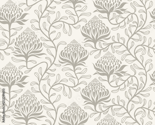 Abstract pattern geometric flower and leaf shape. floral nature organic modern art seamless pattern. 
