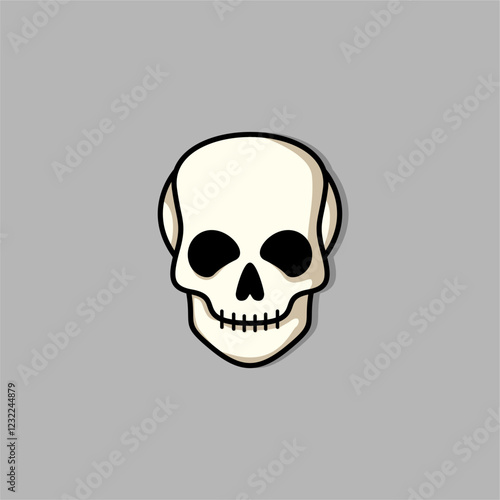 Cartoon skull character in snapback hat. Cool skull with expression happy. Sticker collection can be use as logo, symbol, icon.