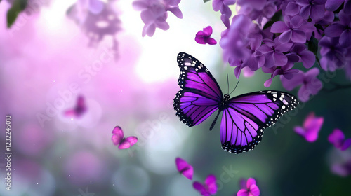 Wallpaper Mural A Magical Garden Embraced by Colorful Blooms and Graceful Butterflies in Bright Light Torontodigital.ca