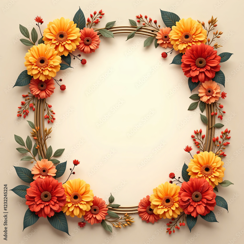 Fototapeta premium Decorative frame with flowers