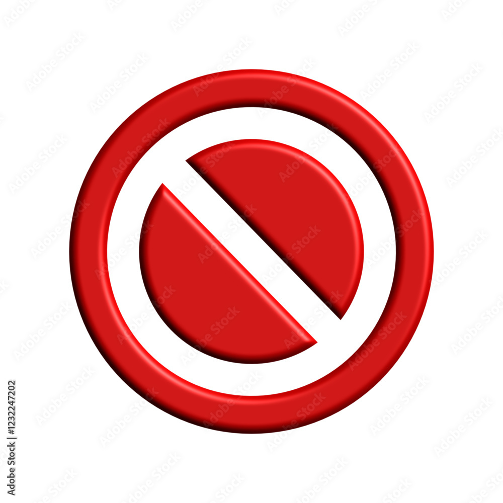 The general prohibition sign , also known as a no symbol, no sign, circle-backslash symbol, nay, interdictory circle or universal no. 3d style The general prohibition sign , also known as a no symbol, no sign, circle-backslash symbol, nay, interdictory circle or universal no. 3d style