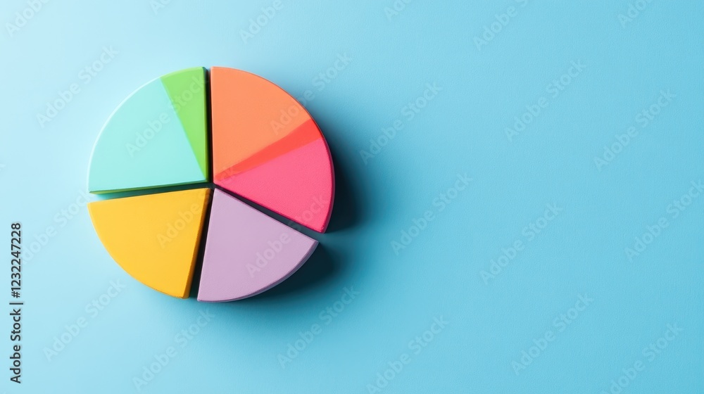 A colorful pie chart illustrating cost allocation, pastel blue background. A colorful pie chart illustrating cost allocation, pastel blue background.
