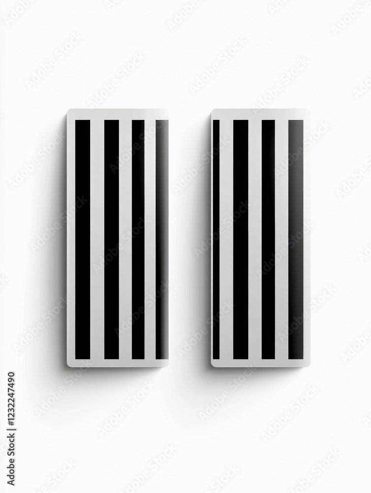 Two black and white barcode icons are isolated on a white background. The barcodes are parallel to each other and separated by a small space Two black and white barcode icons are isolated on a white background. The barcodes are parallel to each other and separated by a small space