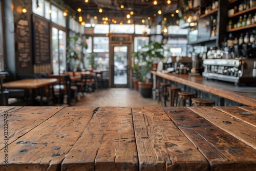 Wallpaper Mural wooden surface with blurred house interior view on background,product presentation concept Torontodigital.ca