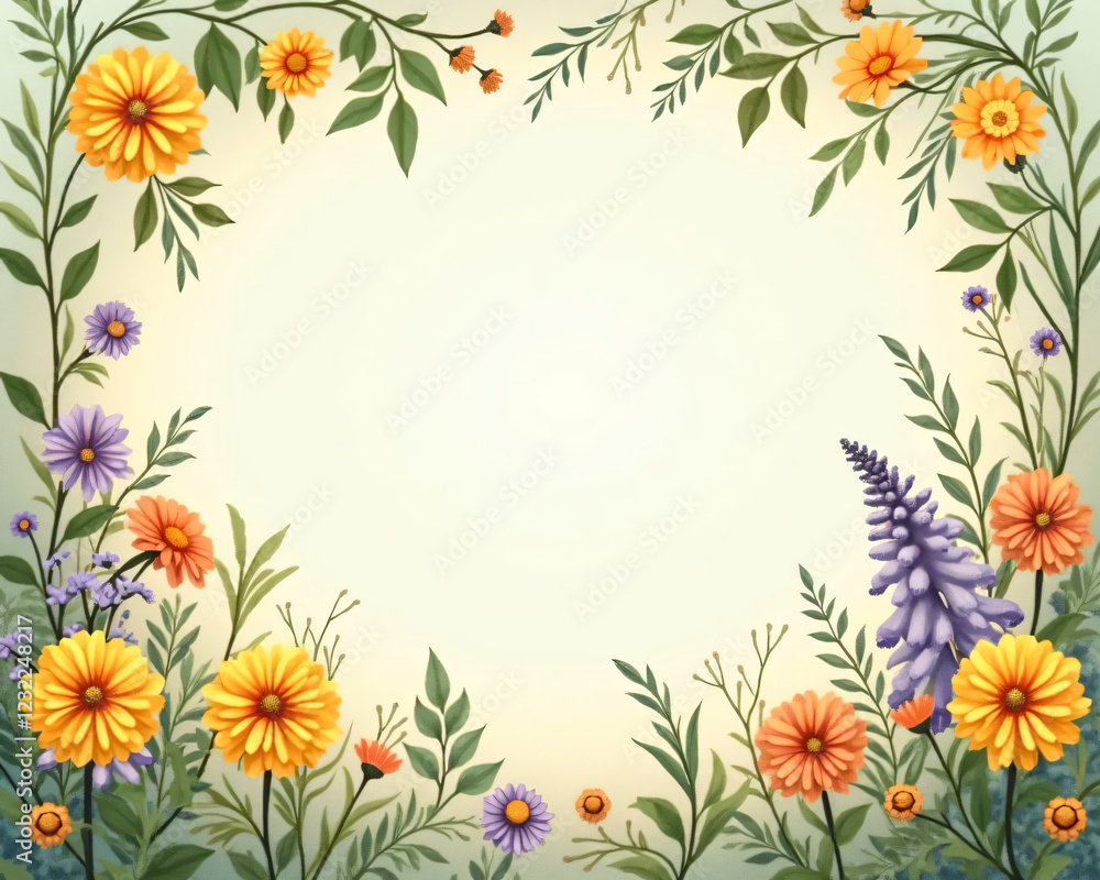 Fototapeta premium Decorative frame with flowers