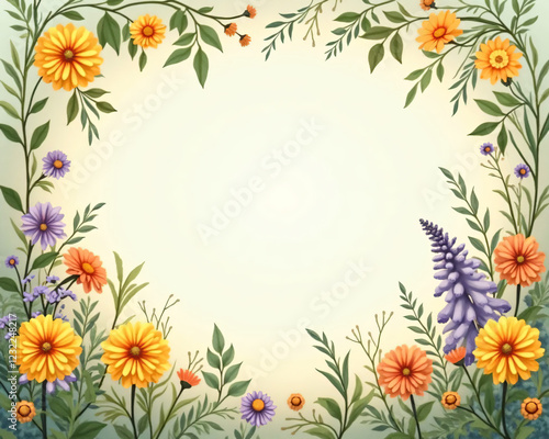 Decorative frame with flowers
