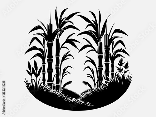 Sugarcane Silhouette Vector Illustration	