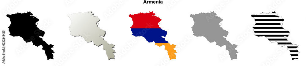 Obraz premium Armenia outline map set
