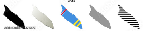 Aruba outline map set