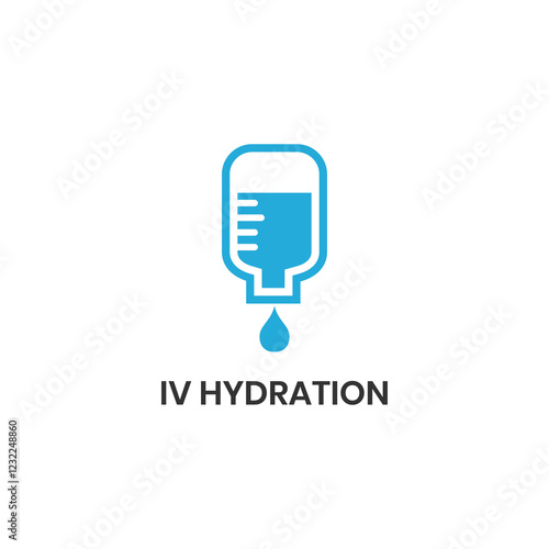 IV hydration logo, nutrition infusion with drip bottle. medical nursing design