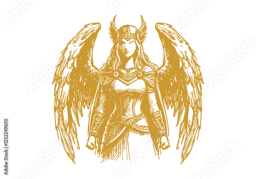 Valkyrie hand drawn sketch vector