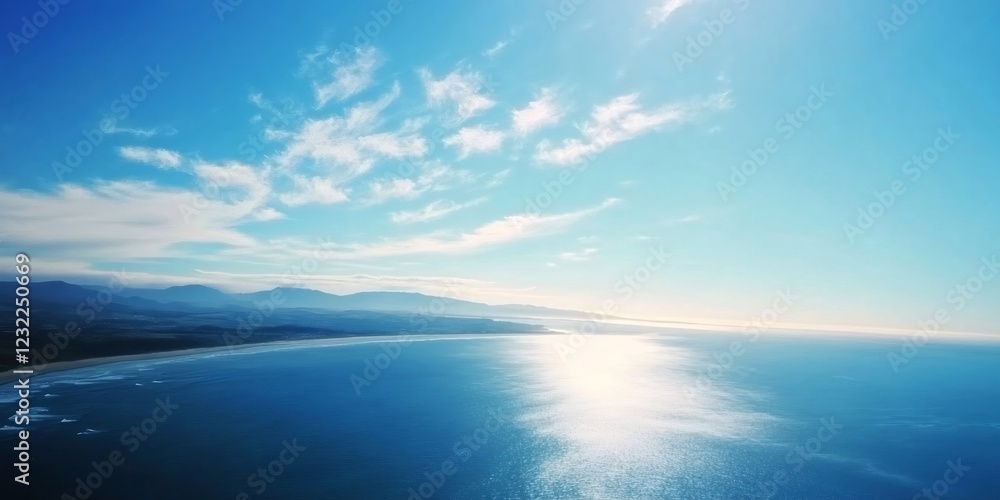 custom made wallpaper toronto digitalSunlight glimmering across azure waters, mountainous horizon framed by wispy clouds