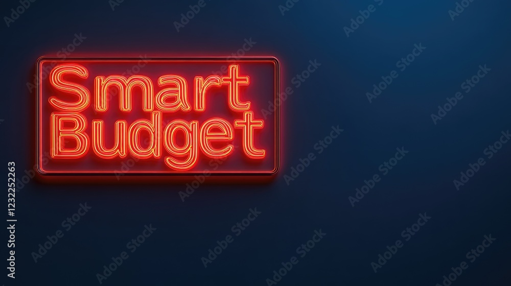 A glowing neon Smart Budget sign with a modern aesthetic, dark blue background. A glowing neon Smart Budget sign with a modern aesthetic, dark blue background.