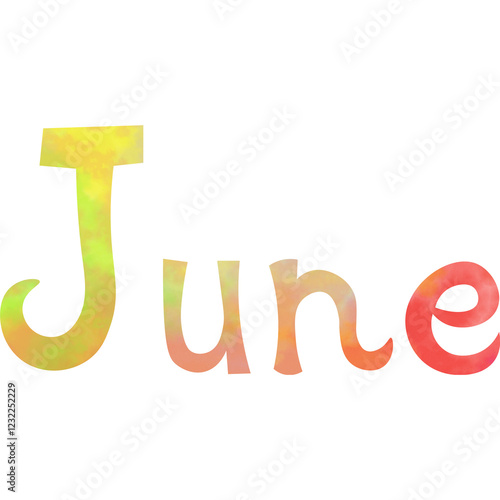 Illustration of the image of June icon with beautiful watercolor pattern. photo