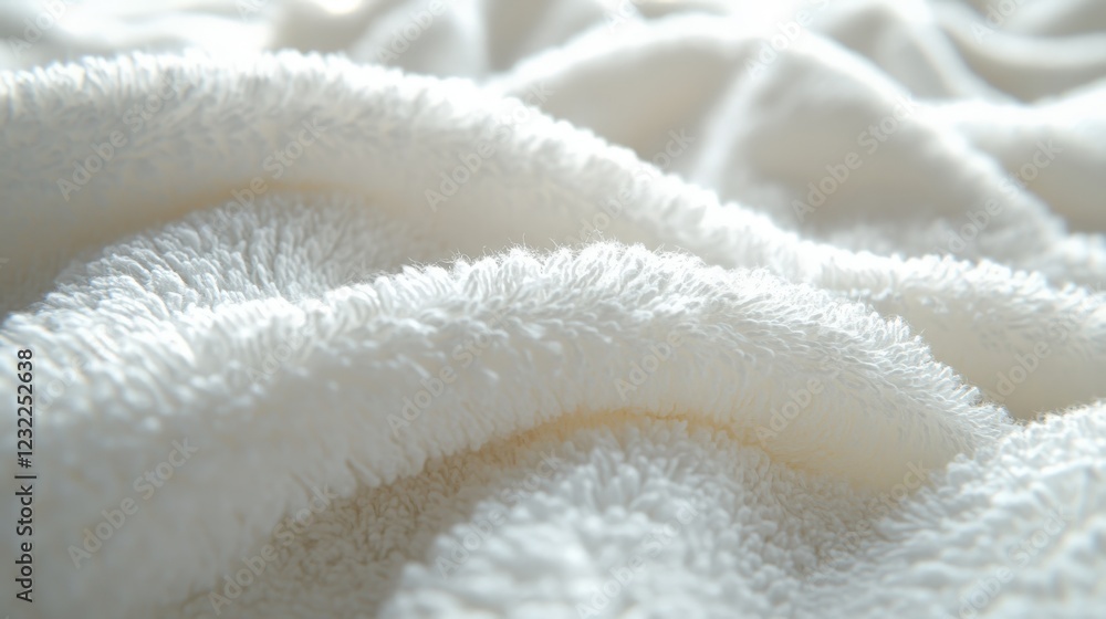 Close-up view of soft terry cloth showcasing its plush texture in bright white