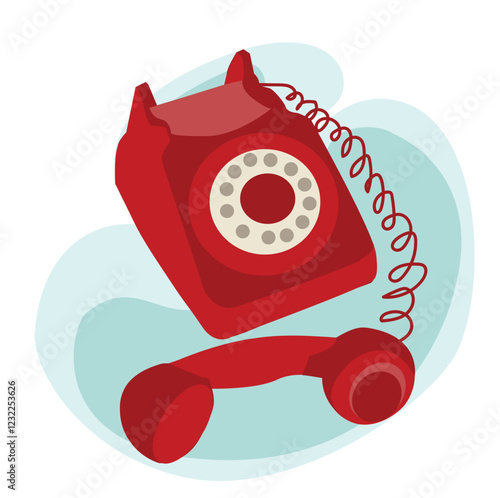 red vintage phone receiver.Old communicate technology.
