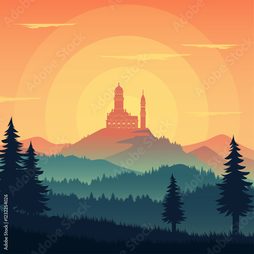 Mountain sunset sunrise castle