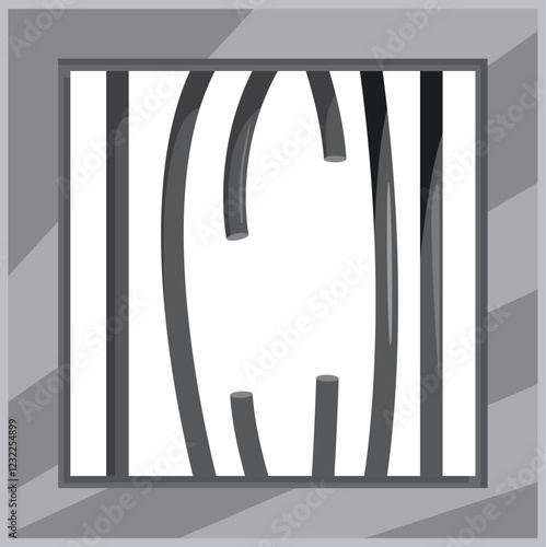 Bent metal bars of a prison cell creating a feeling of confinement and escape