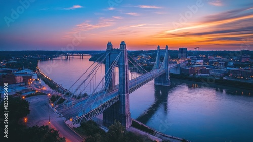 Serene Sunrise over the Beautiful Cape Girardeau Bridge
