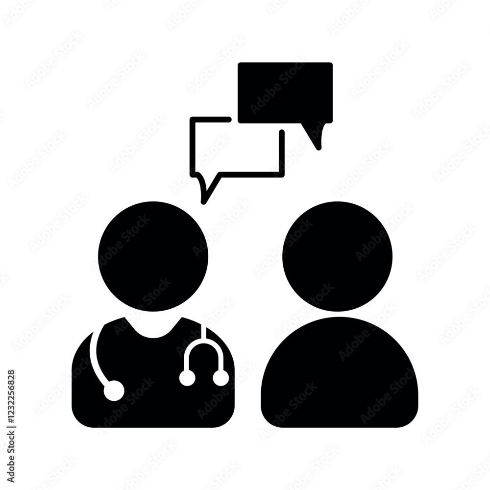 Doctor patient consultation icon vector design. Doctor patient consultation icon vector design.