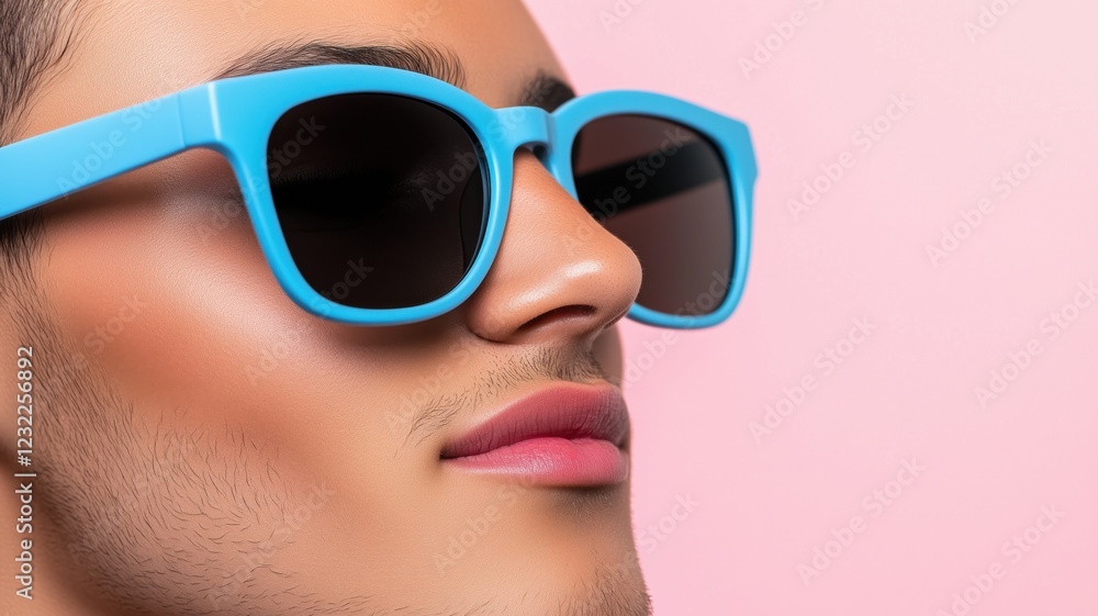 Stylish summer fashion close up with bright oversized sunglasses Stylish summer fashion close up with bright oversized sunglasses