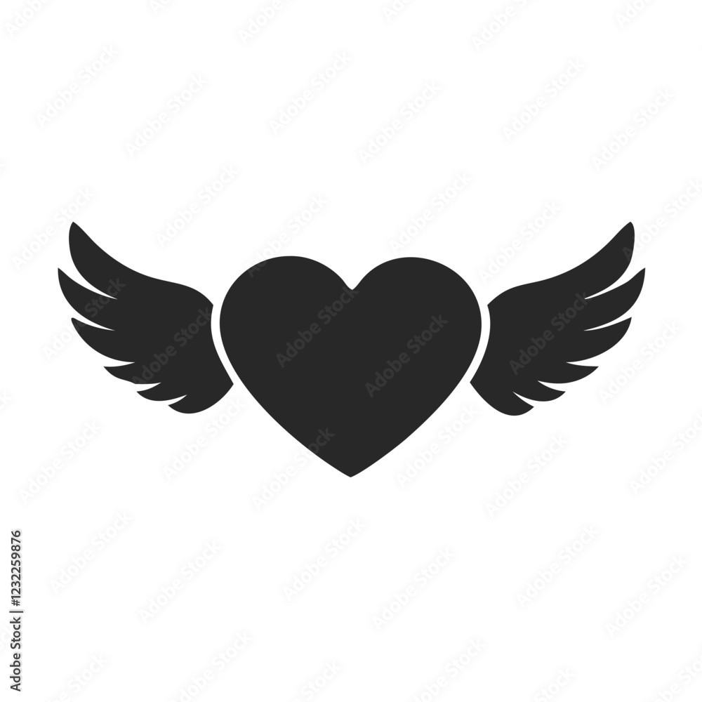 Obraz premium Winged Heart Icon Vector for Love and Freedom Theme