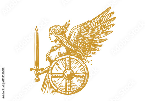 Valkyrie hand drawn sketch vector