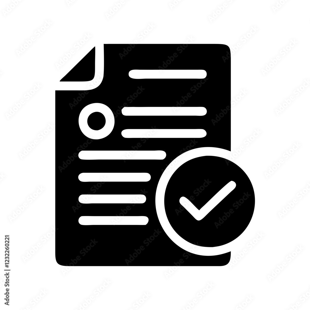 Approved Document Illustration with Check Symbol Approved Document Illustration with Check Symbol