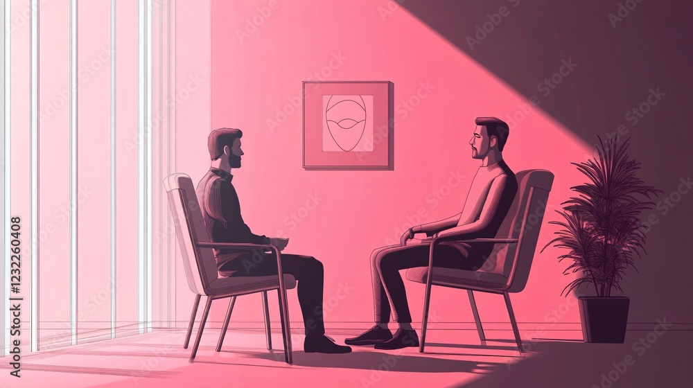 Fototapeta premium Professional Mental Health Counseling Session with Man Explaining Issues to Therapist