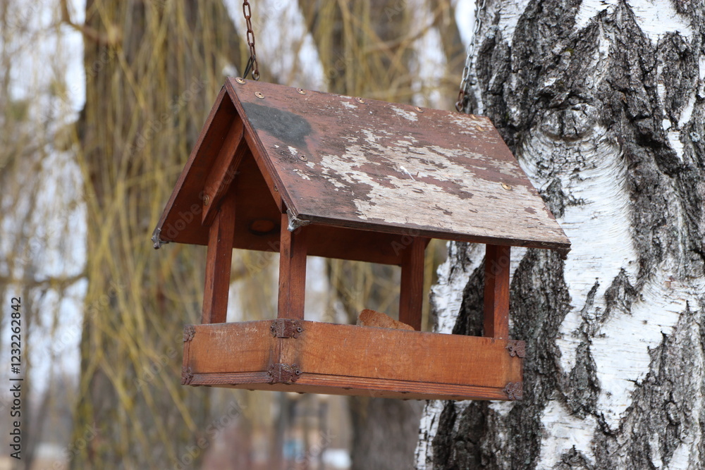 Naklejka premium bird house in winter
