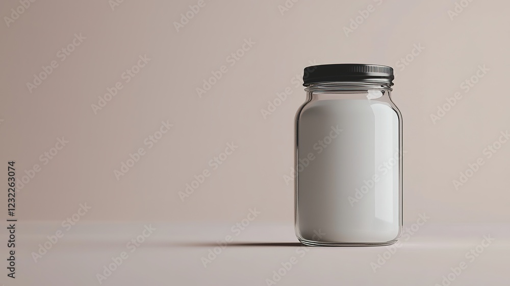 Sleek realistic jar mockup for cosmetics and food studio setting high-quality visuals minimalist design Sleek realistic jar mockup for cosmetics and food studio setting high-quality visuals minimalist design