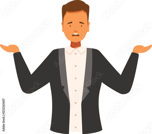 Businessman shrugging shoulders expressing doubt and confusion