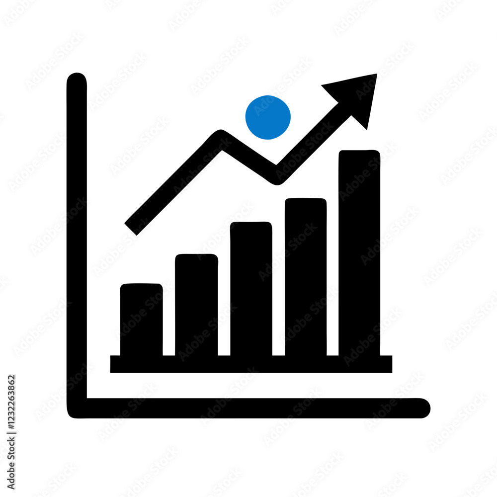 Business Growth Bar Chart Icon with Dollar Sign Vector Business Growth Bar Chart Icon with Dollar Sign Vector