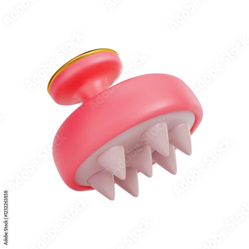 Silicone scalp massager rendering. For hair growth. Vector 3d illustration on isolated white background