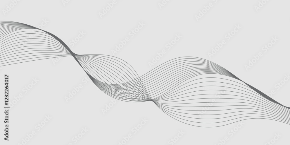 Fototapeta premium Abstract wave element for design. Digital frequency track equalizer. Stylized line art background. Vector illustration. Wave with lines created using blend tool.