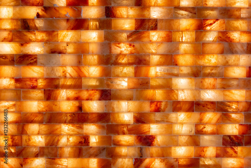 An Elegant Illuminated Salt Wall with Warm Tones creates a serene atmosphere for all