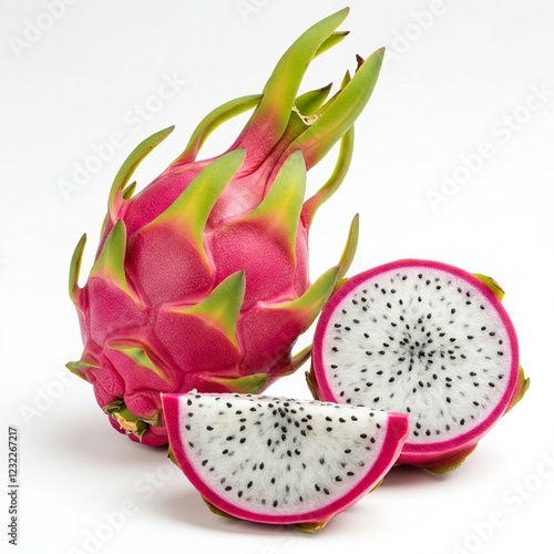 dragon fruit on white background