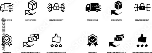 E-commerce security  icon set , vector illustration