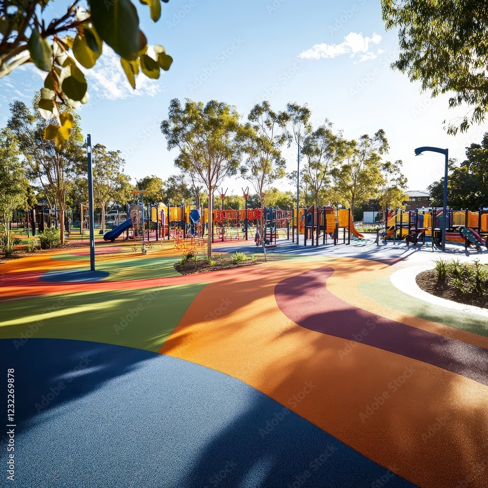 Obraz premium Colorful Playground in an Inclusive Park Setting on a Bright Day