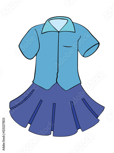 Girl blue dress with floral vector illustration
