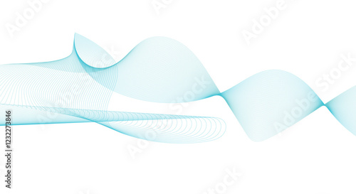 Abstract navy blue sound wave. Line 3d flow vector design overlay. Graphic wavy mesh of water. Light tech pattern with curved linear swoosh. Corporate network speed banner. stock illustration.