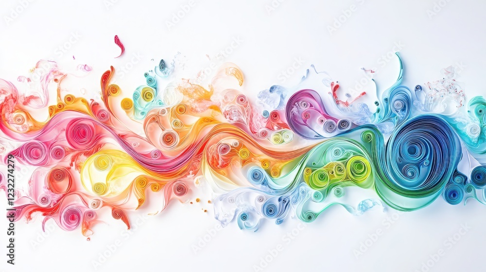Colorful Paper Quilling Art with Flowing Motion Colorful Paper Quilling Art with Flowing Motion