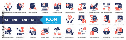 Machine Language Glyph Color Icon Collection