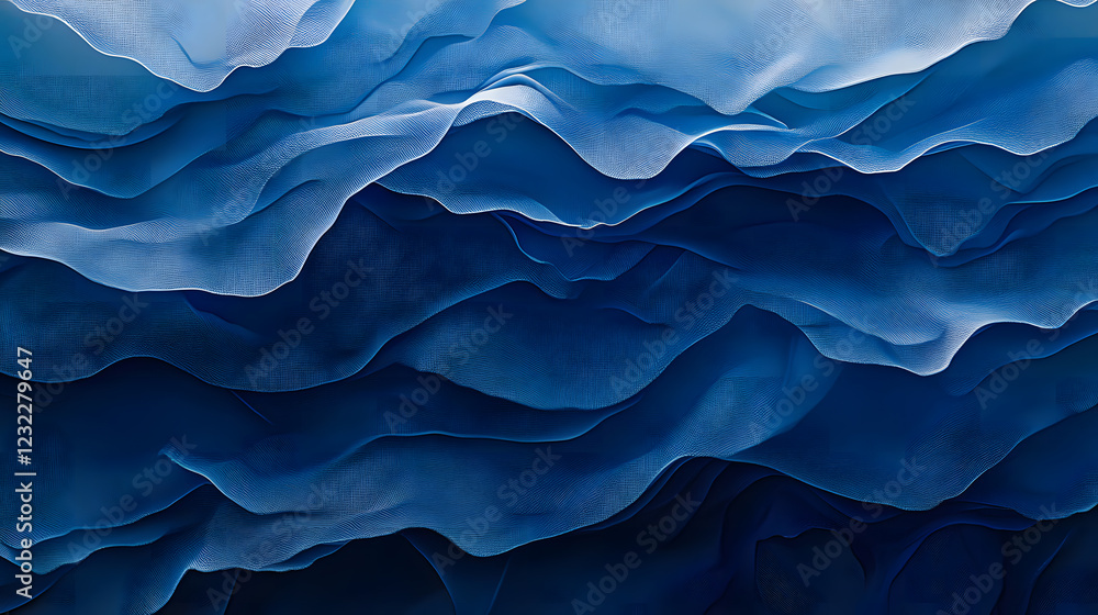 Obraz premium Flowing blue waves with smooth curves creating a tranquil ocean effect.
