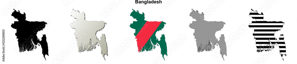 Obraz premium Bangladesh outline map set
