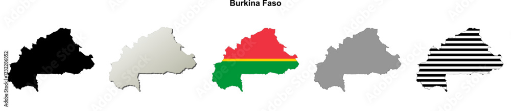 Burkina Faso outline map set Burkina Faso outline map set