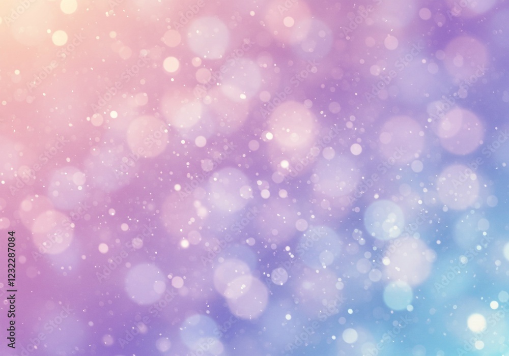 Shining pastel hologram lights. Circle blurred bokeh. Rainbow unicorn background. Gradient mermaid fantasy backdrop. Abstract holographic design for banner, poster, wallpaper. Valentines Day, birthday