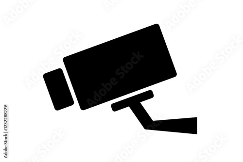 バレット型防犯カメラのアイコン。セキュリティカメラ、CCTV、ネットワークカメラ、スマートカメラ、ホームセキュリティのベクターイラスト。