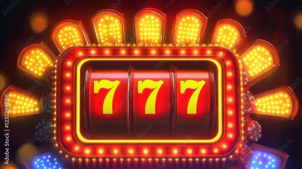 Jackpot Slot Machine Display with Neon Lights and Vibrant Colors Jackpot Slot Machine Display with Neon Lights and Vibrant Colors